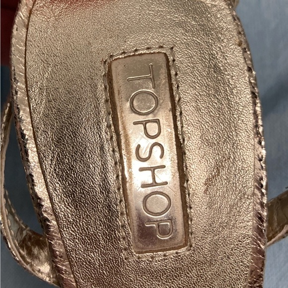 Topshop Gold Metallic Crackle Heels Ankle Wrap Criss Cross Holiday US 8.5/UK 6 - Picture 6 of 9